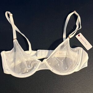 NWT Skarlett Blue White Sheer Dot Underwire Bra